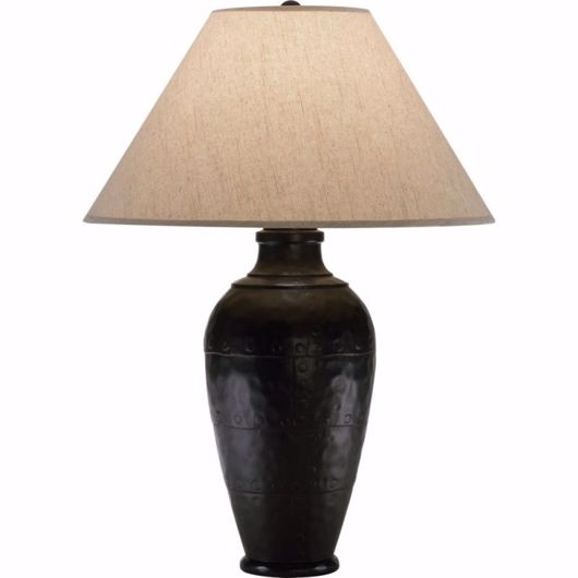 Picture of HACIENDA TABLE LAMP - ANTIQUE RUST/BRUSSELS LINEN