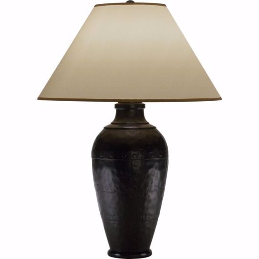Picture of HACIENDA TABLE LAMP - ANTIQUE RUST/TRANSLUCENT FLAX PARCHMENT