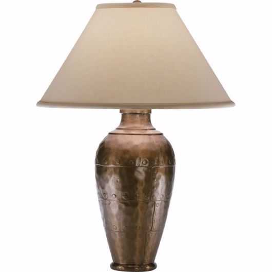 Picture of HACIENDA TABLE LAMP - COPPER/NATURAL FABRIC