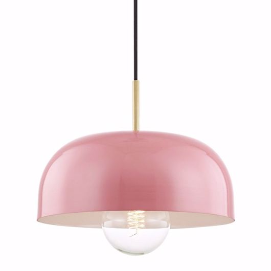 Picture of PACIFIC PENDANT MEDIUM - PINK - AGED BRASS
