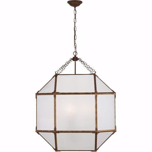Picture of MORRIS LARGE LANTERN - GILDED IRON WITH FROSTED GLASS