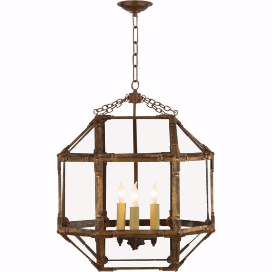 Picture of MORRIS MEDIUM LANTERN - GILDED IRON WITH CLEAR GLASS