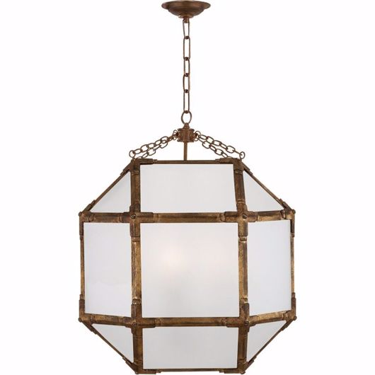 Picture of MORRIS MEDIUM LANTERN - GILDED IRON WITH FROSTED GLASS