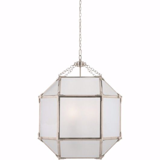 Picture of MORRIS MEDIUM LANTERN - POLISHED NICKEL WITH FROSTED GLASS