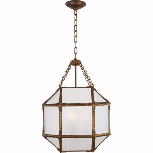Picture of MORRIS SMALL LANTERN - GILDED IRON WITH FROSTED GLASS