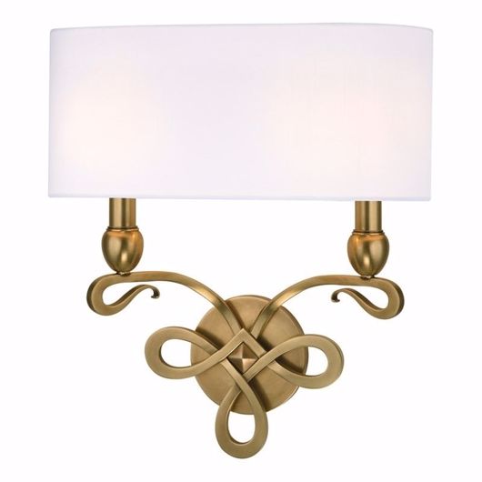 Picture of RIBBON DOUBLE SCONCE - AGED BRASS