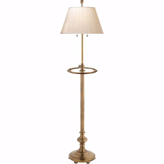 Picture of VALET FLOOR LAMP - ANTIQUE BURNISHED BRASS & SILK PLEATED SHADE