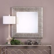 Picture of BEADED SILVER SQUARE MIRROR