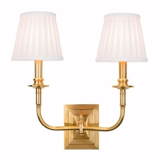 Picture of COLONIAL CANDLESTICK SCONCE--DOUBLE - AGED BRASS