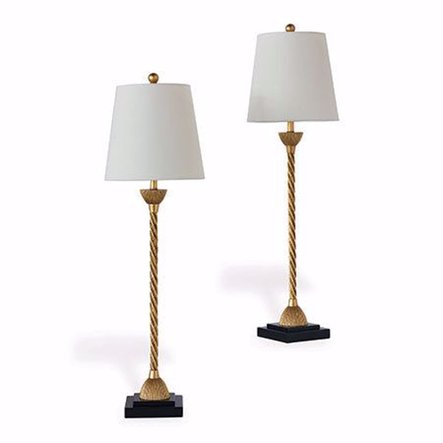 Picture of GOLD METAL TWIST BUFFET TABLE LAMPS, PAIR