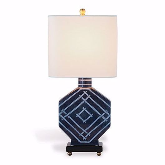 Picture of INDIGO-BLUE FRETWORK BAMBOOZLED TABLE LAMP